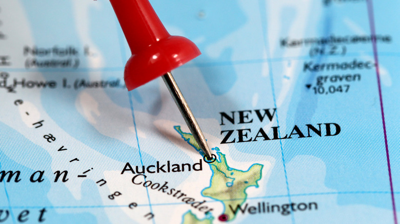 Red pin on New Zealand map