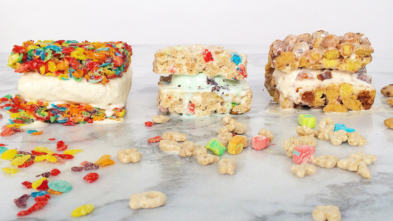 Selection of cereal treat ice cream sandwiches