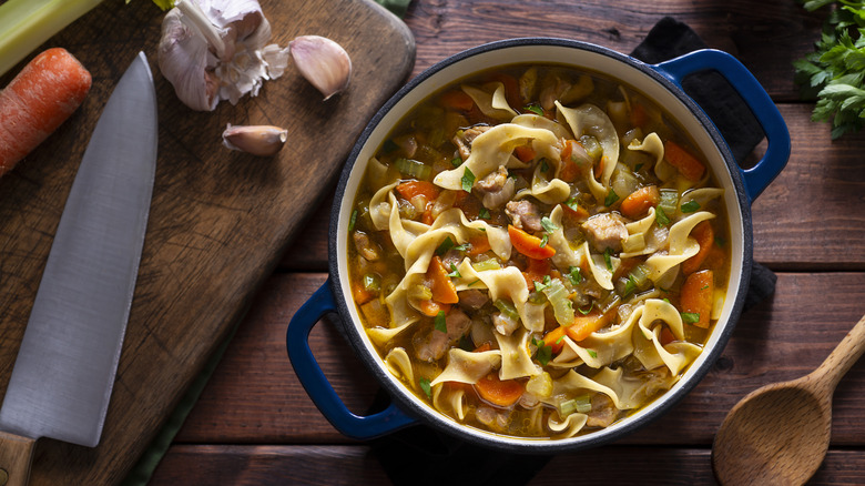 Bowl of chicken noodle soup