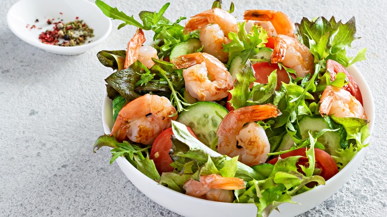 A bowl of shrimp salad