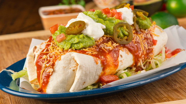 burrito smothered with toppings