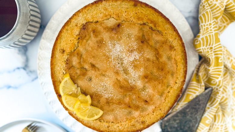 baked cake cooling on plate