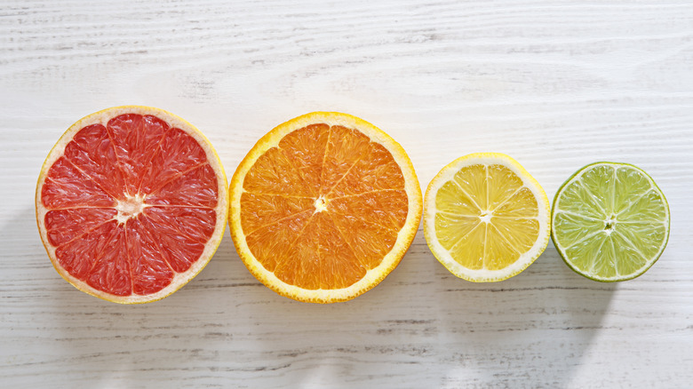 Sliced citrus fruits