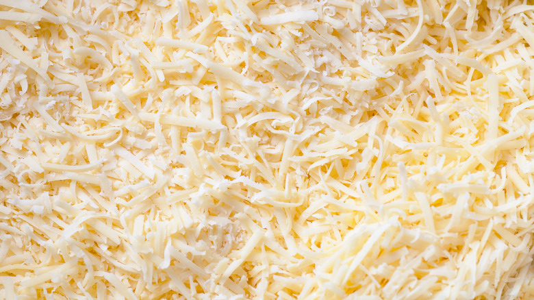 A pile of grated cheese