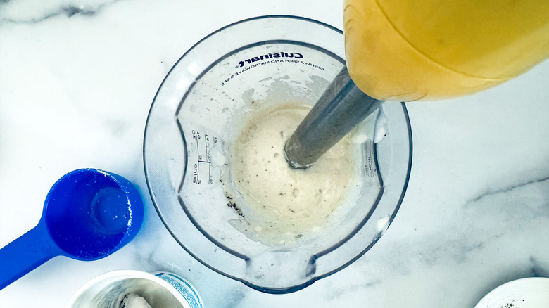 Caesar dressing in immersion blender