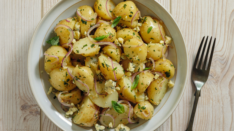 Potato salad dressed with vinegar