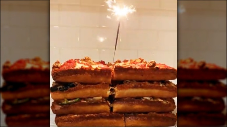 Pizza Cake with Candle