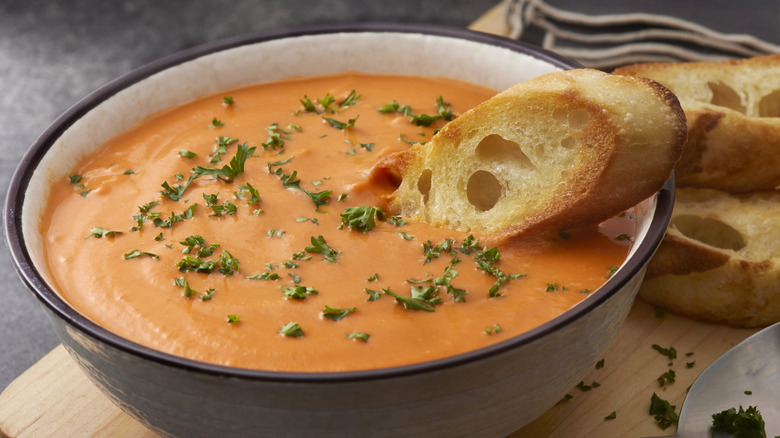 Lobster bisque and toast