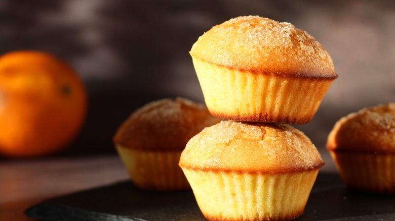 Orange muffins stacked