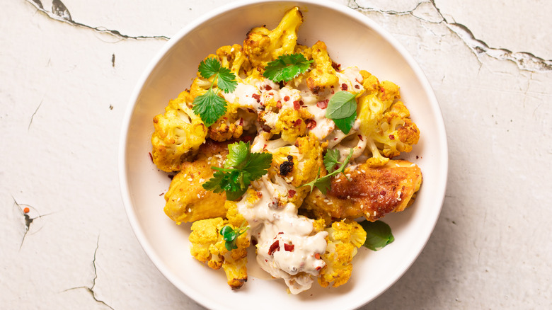 roasted cauliflower with tahini