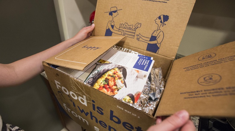 Opening a Blue Apron meal kit