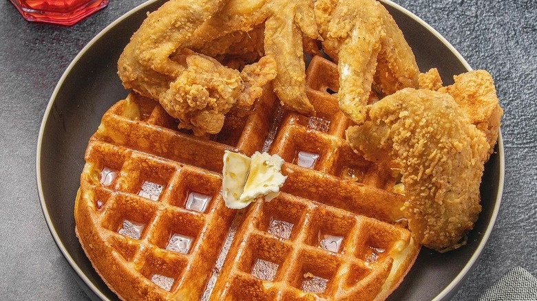 chicken and waffles at Busy Bee Cafe