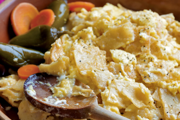 Scrambled Eggs with Crispy Tortillas