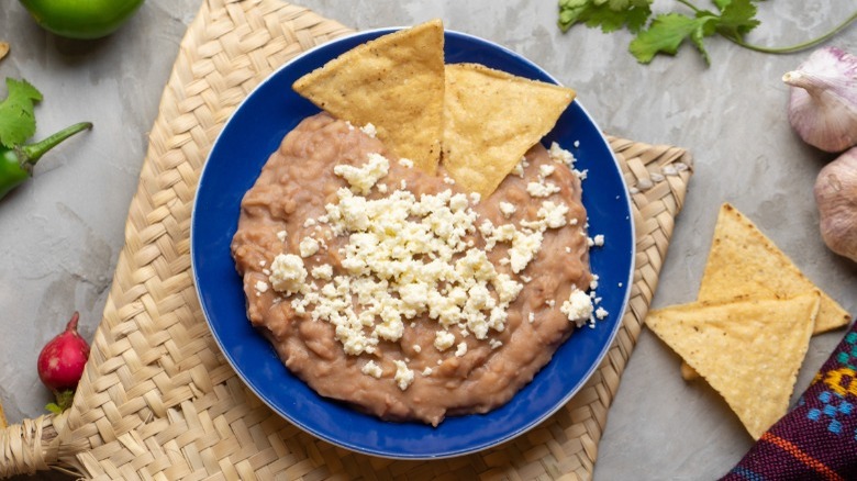 Refried beans with cheese