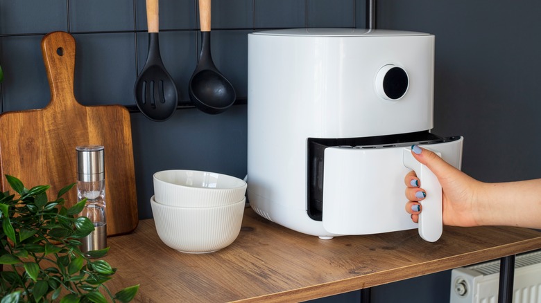 White air fryer on a countertop