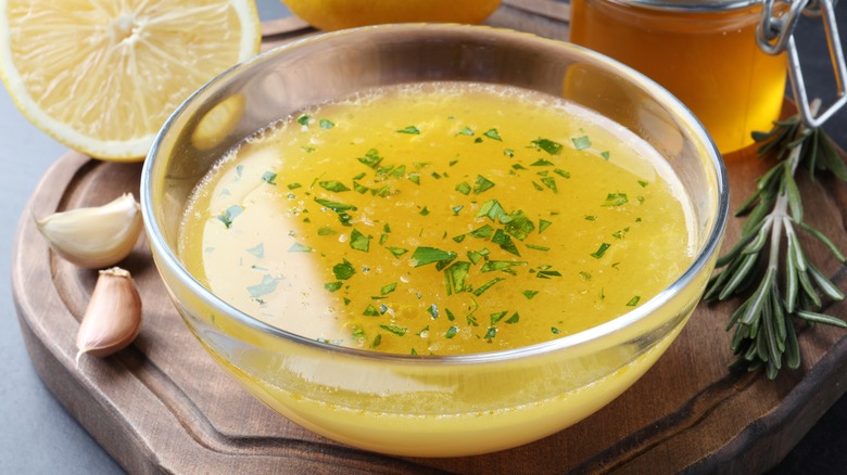 A bowl of lemon dressing