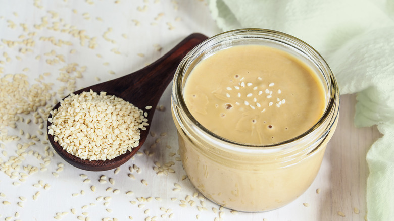 tahini with sesame seeds