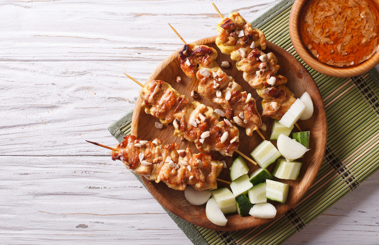 Grilled Thai Curry Chicken Skewers With Coconut Peanut Sauce