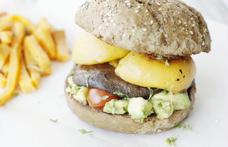 Vegan Portobello and Peach Burger