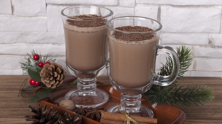 Glasses of creamy chocolate eggnog