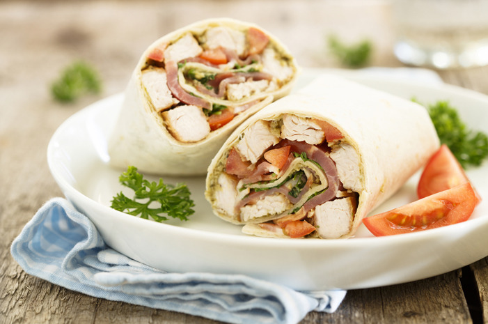 Tomato, Lettuce, and Turkey Bacon Wrap