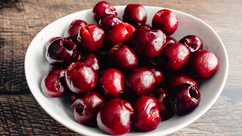 Bowl of pitted cherries