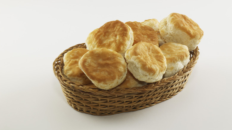 Baked biscuits in a basket