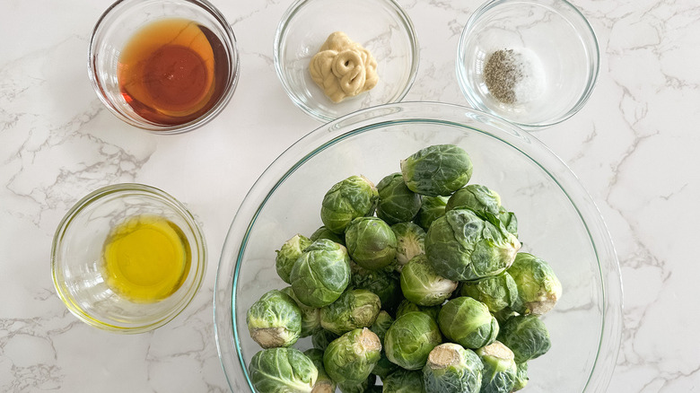 ingredients for maple dijon brussels sprouts