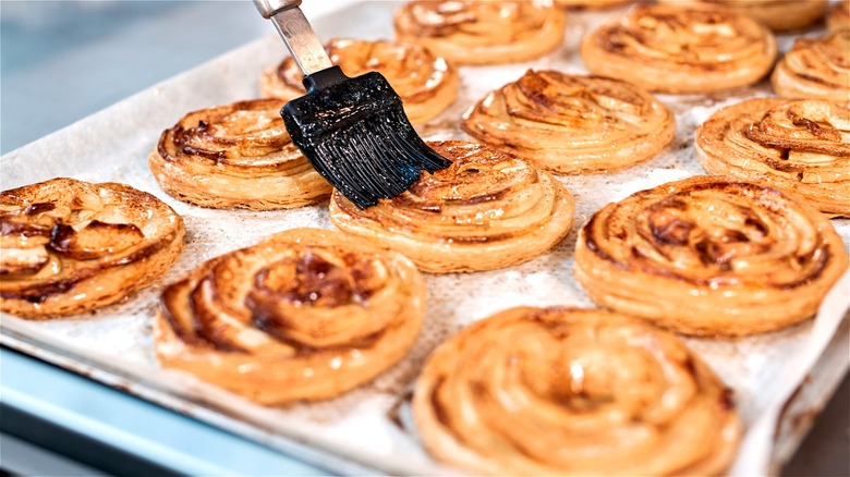 Pastry brush on baked pastries