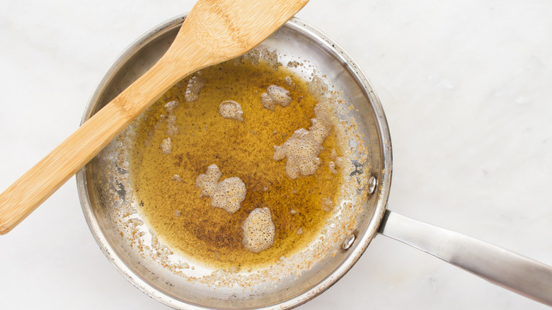 Brown butter in a skillet