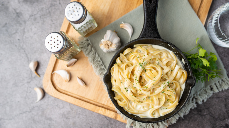 Bowl of fettuccine Alfredo