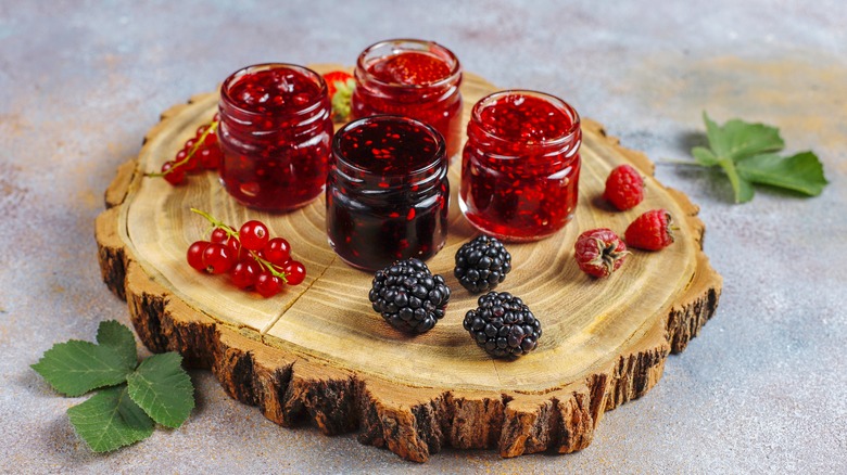 Jam jars on wood