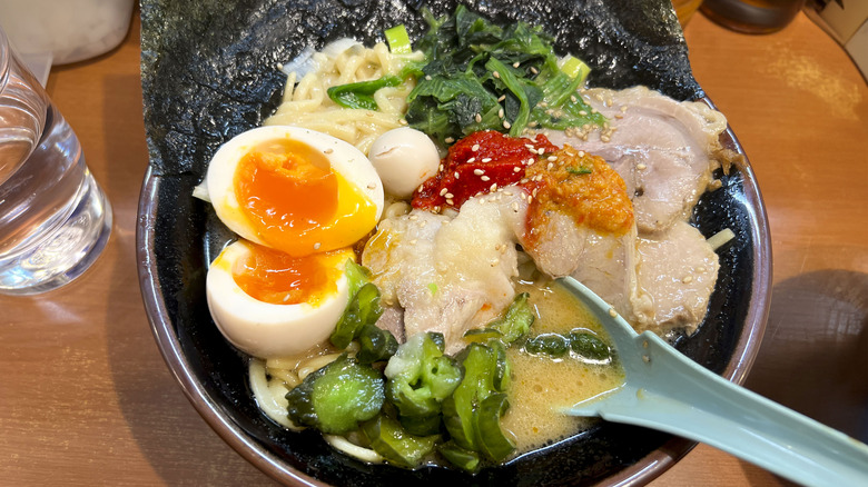 Soft-boiled egg with ramen 