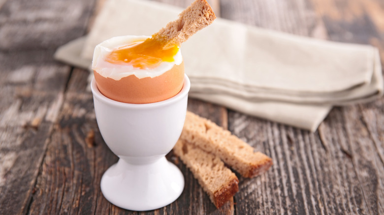 Soft-boiled egg in egg holder