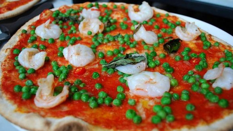 Pizza with Petits pois topping