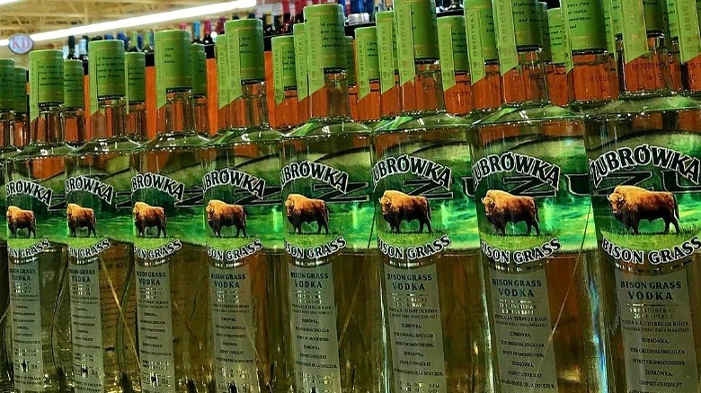 bottles of Żubrówka Bison Grass Vodka