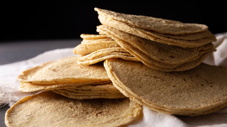 Corn tortillas on a table