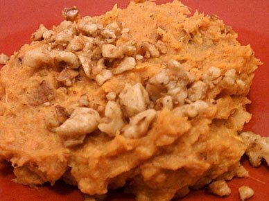 Mashed Sweet Potatoes with Toasted Walnuts