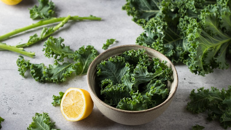 A bowl filled with kale