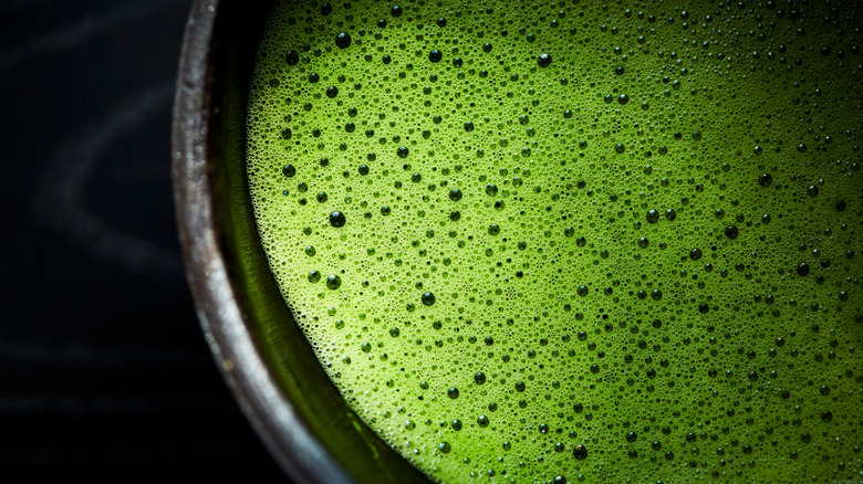 Matcha tea with foam