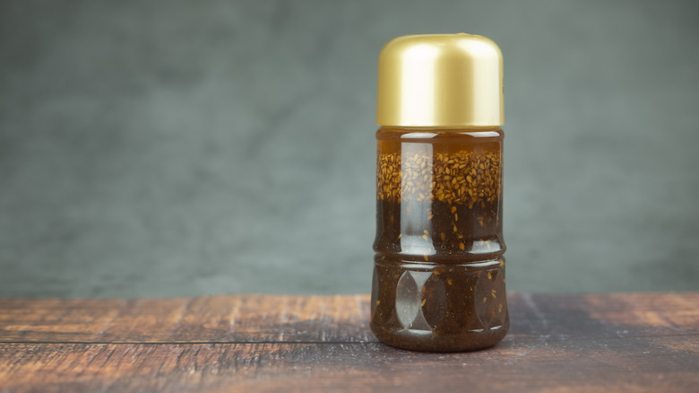  A jar of sesame soy sauce dressing