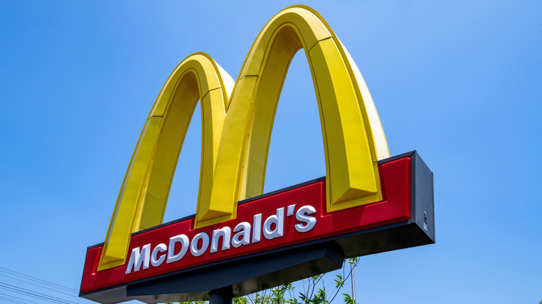 McDonald's sign and blue sky