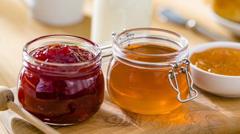 jars of jam and honey