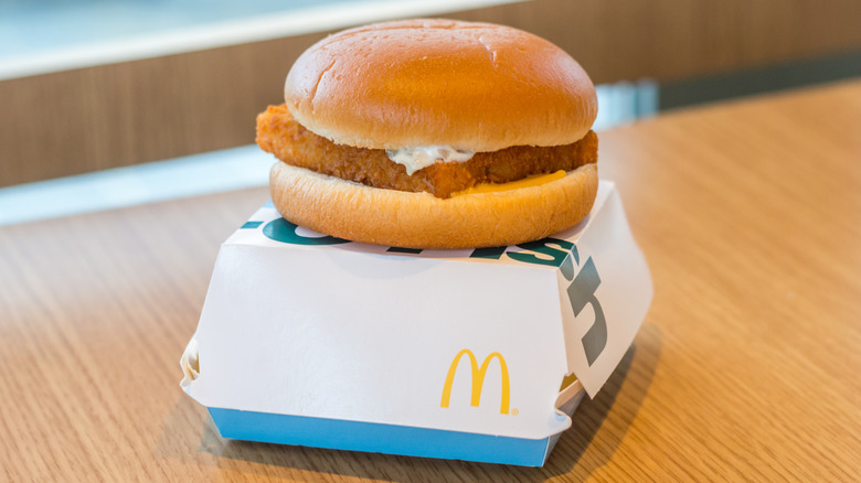 mcdonalds filet-o-fish sitting on top of box