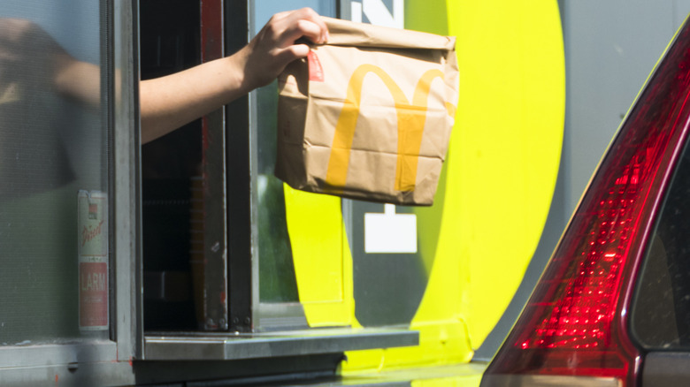 McDonald's bag transferred at drive thru