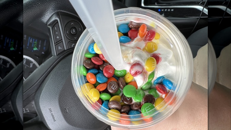 Close up of M&M mcflurry