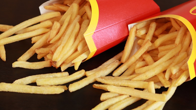 McDonald's fries spilling out of container