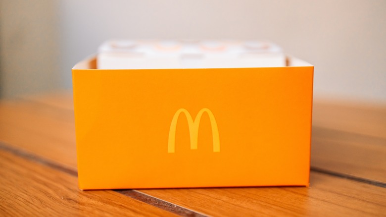 McDonald's box with golden arches logo