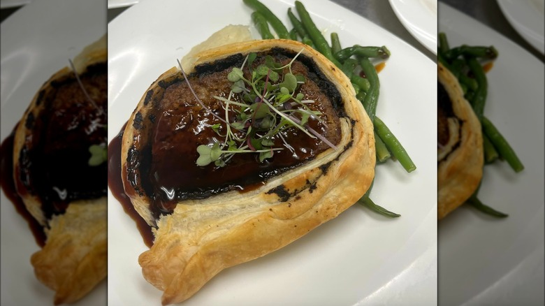 Meatloaf Wellington with garnish