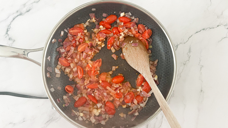 veggies in pan 